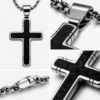 Dark Cross Pendant Necklace | Titanium Steel & Carbon Fiber