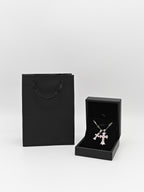 Colored Gemstone Titanium Steel Cross Necklace - Statement Jewelry