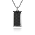 Silver Carbon Fiber Titanium Steel Dog Tag Necklace