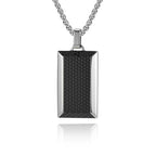 Silver Carbon Fiber Titanium Steel Dog Tag Necklace