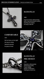 Multi-Diamond Wide Arm Vintage Cross Pendant - Men's Gothic Jewelry