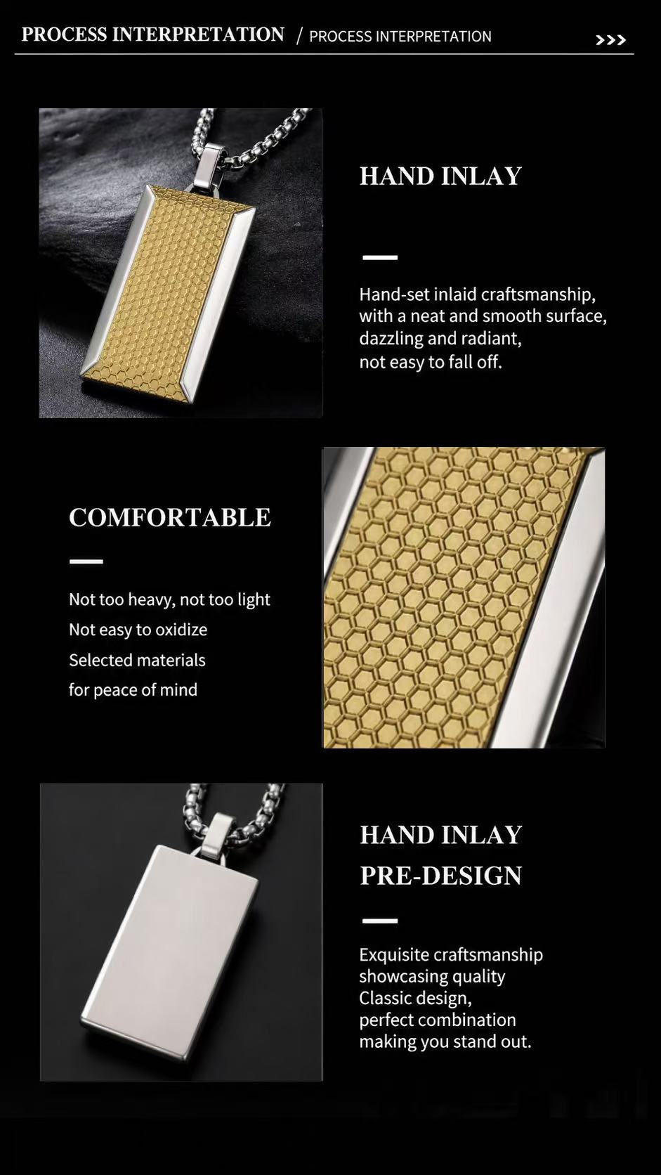 18K Gold Titanium Dog Tag Necklace - Mens Streetwear Jewelry