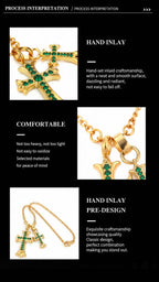 Colored Gemstone Titanium Steel Cross Necklace - Statement Jewelry