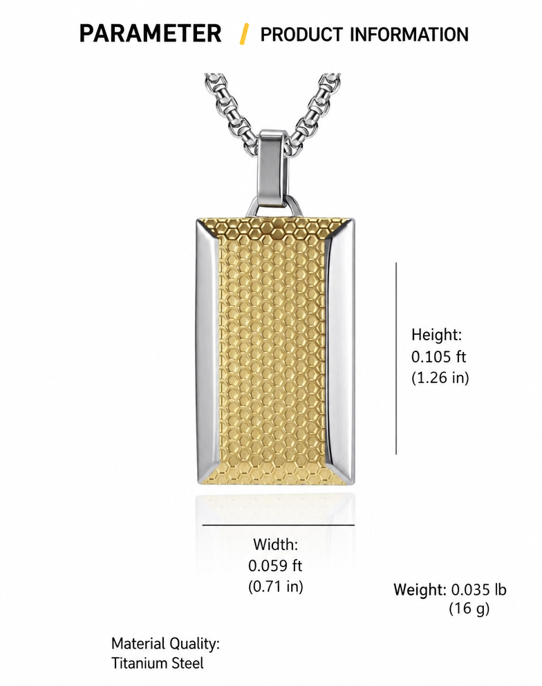 18K Gold Titanium Steel Dog Tag Necklace