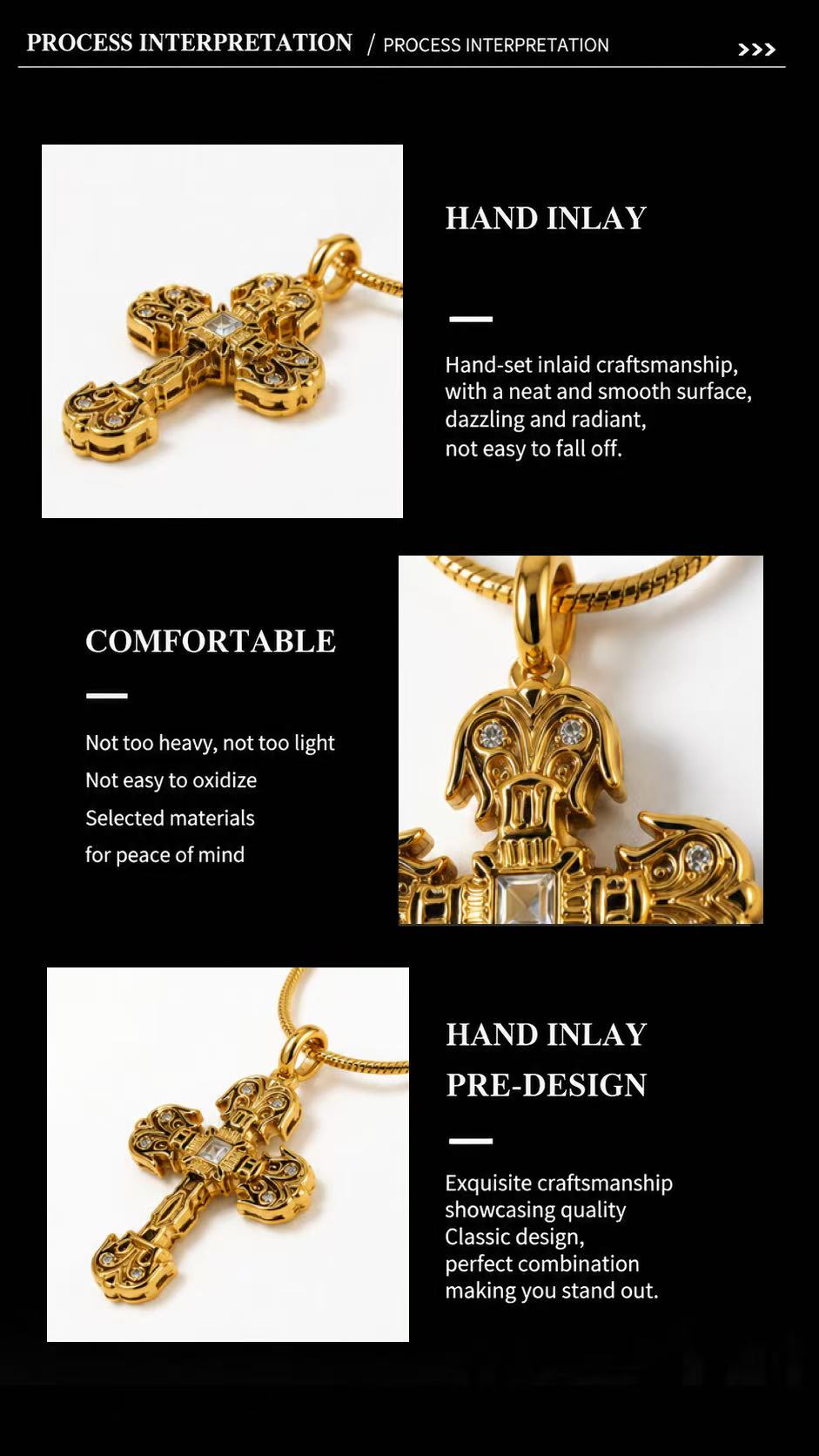 Gothic Baroque Cross Pendant Necklace