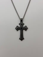 Diamond Center Vintage Cross Pendant Necklace