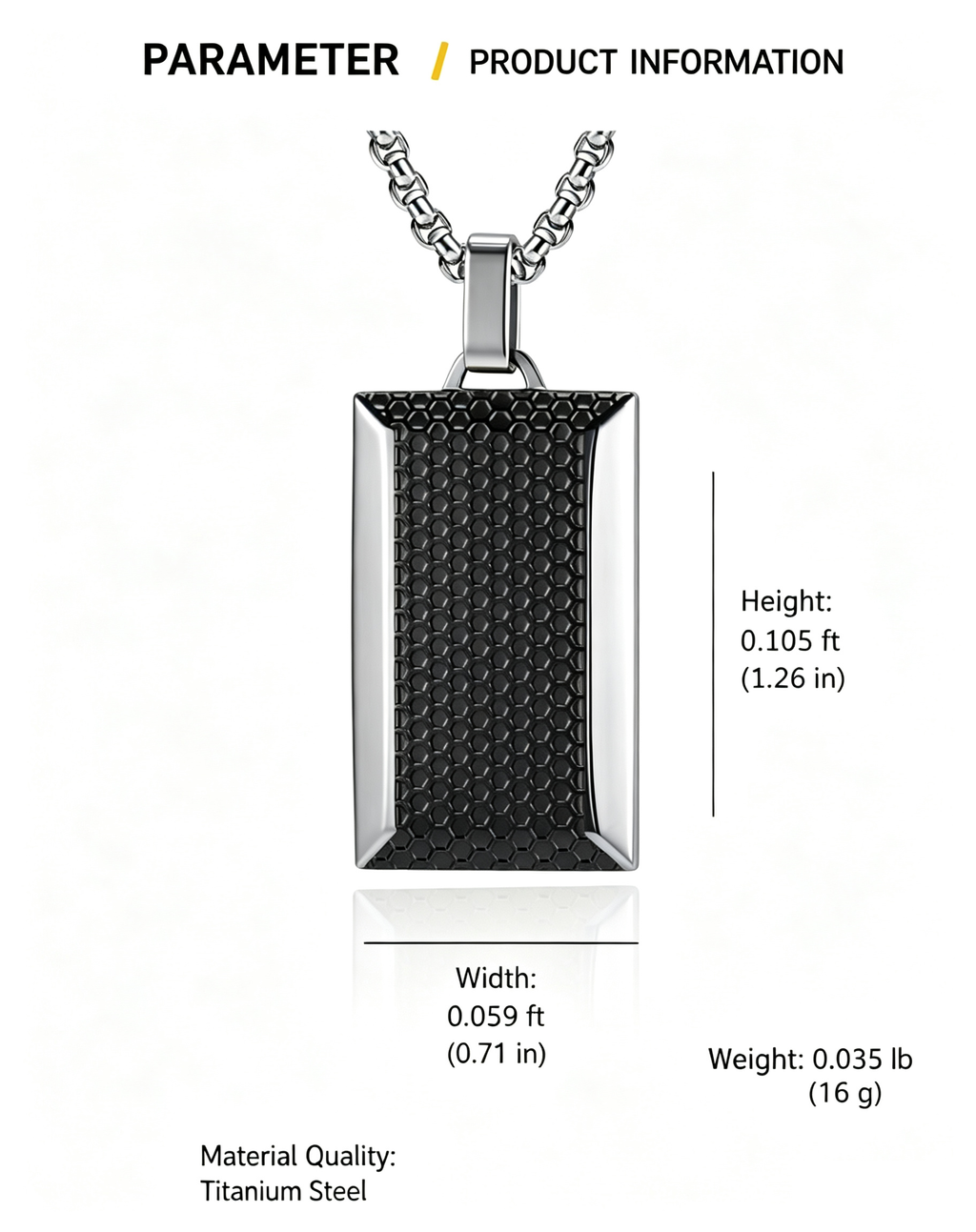 Silver Carbon Fiber Titanium Steel Dog Tag Necklace