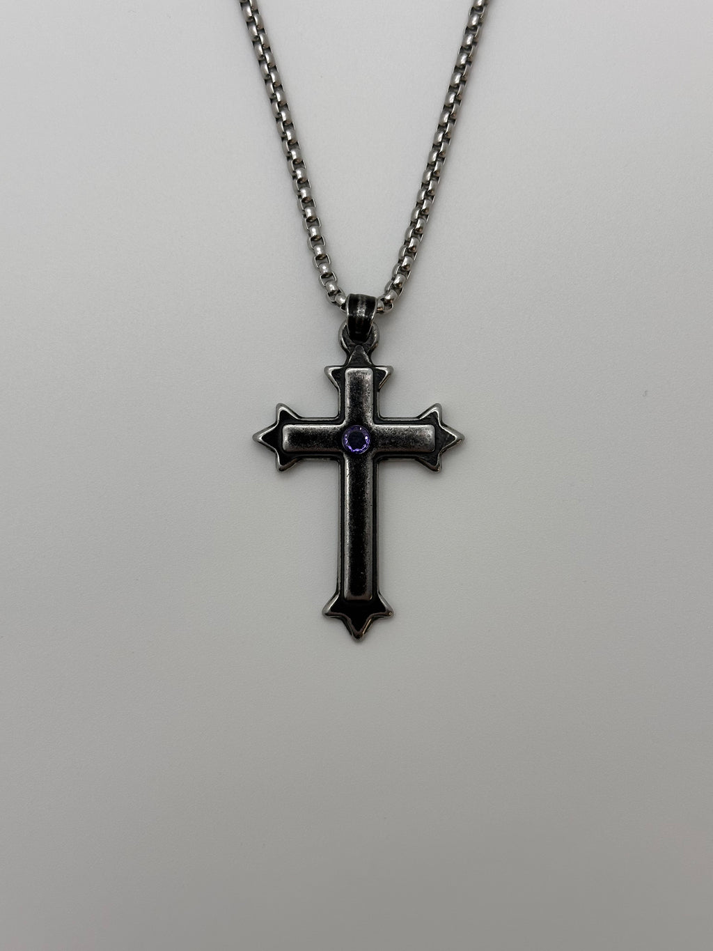 Diamond Thorn Gothic Cross Pendant Necklace