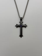 Diamond Thorn Gothic Cross Pendant Necklace