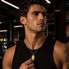 18K Gold Titanium Steel Dog Tag Necklace