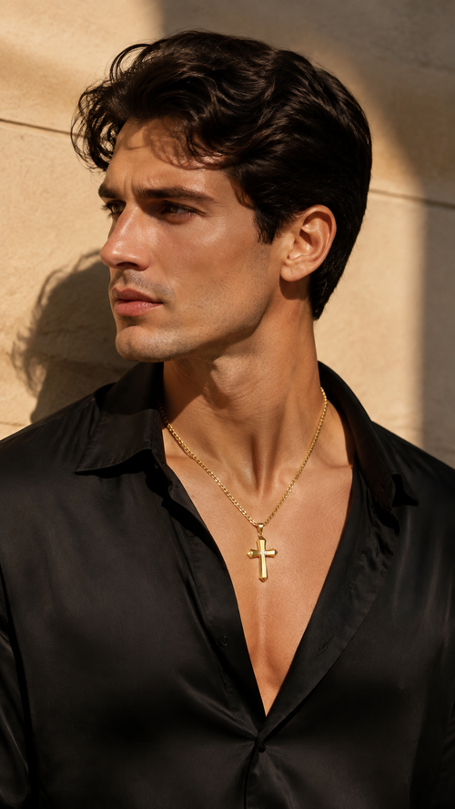 18K Gold Cross Pendant Necklace