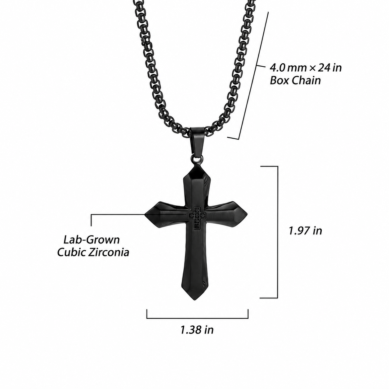 Titanium Steel Cross Pendant Necklace