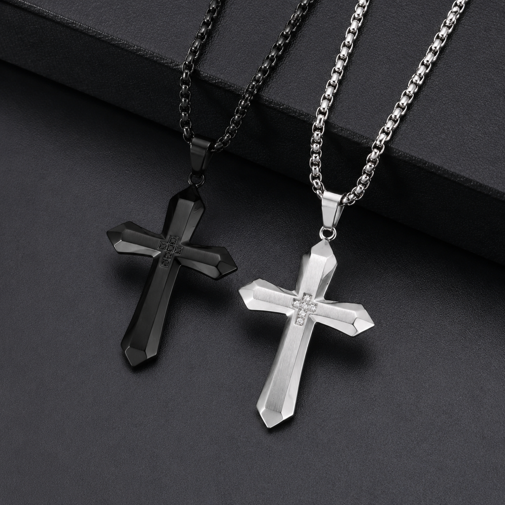 Titanium Steel Cross Pendant Necklace