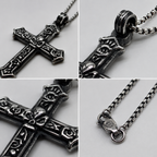 Gothic Demon Rose Vintage Cross Pendant Necklace