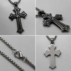Diamond Center Vintage Cross Pendant Necklace