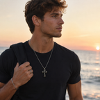 Diamond Center Vintage Cross Pendant Necklace