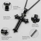 Diamond Thorn Gothic Cross Pendant Necklace