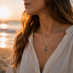Angel Wing Amethyst Diamond Cross Pendant Necklace