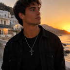 Multi-Diamond Wide Arm Vintage Cross Pendant Necklace