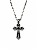 Multi-Diamond Wide Arm Vintage Cross Pendant Necklace