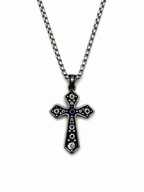 Multi-Diamond Wide Arm Vintage Cross Pendant Necklace
