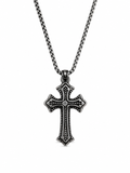 Diamond Center Vintage Cross Pendant Necklace - Gothic Streetwear