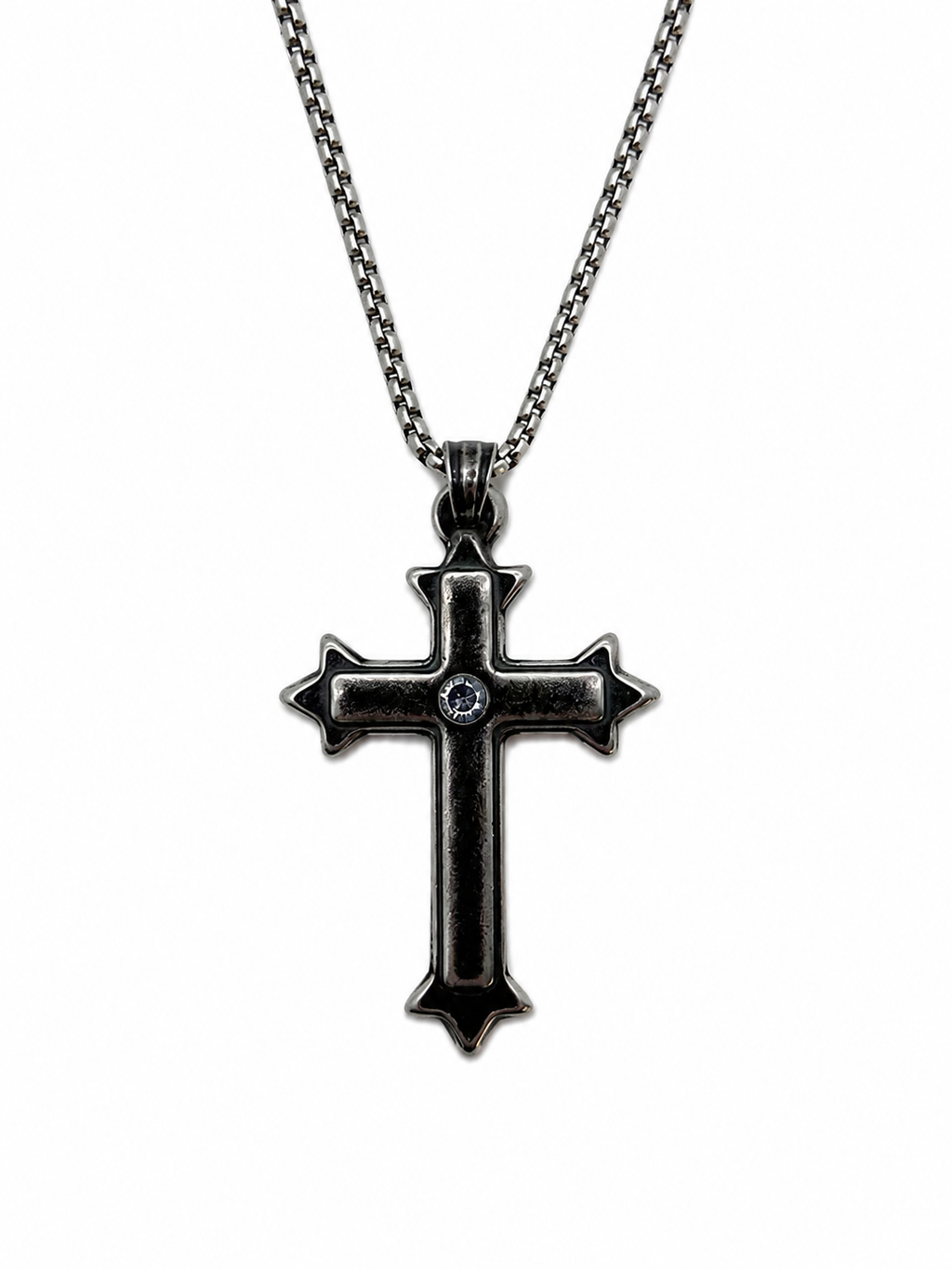 Diamond Thorn Gothic Cross Pendant Necklace - Premium Mens Jewelry