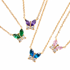 18K Gold Colored Gemstone Necklace - Womens Statement Jewelry