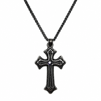 Diamond Center Vintage Cross Pendant Necklace - Gothic Streetwear