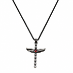 Angel Wing Amethyst Cross Pendant Necklace - Gothic Streetwear