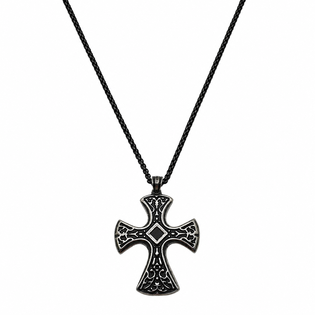 Gothic Vintage Filigree Cross Pendant Necklace - Men's Streetwear