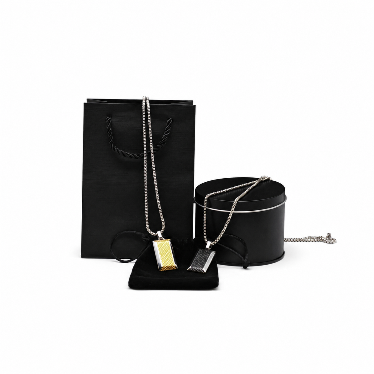 18K Gold Titanium Dog Tag Necklace - Mens Streetwear Jewelry