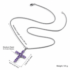 Square Gemstone Cross Necklace - Unisex Streetwear Jewelry