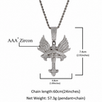 Iced Out Angel Wings Cross Pendant - Gothic Streetwear Jewelry