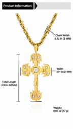 Gothic Baroque Cross Pendant Necklace - Dark Aesthetic Jewelry