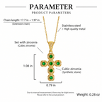 Emerald Green Gemstone Diamond Cross Pendant