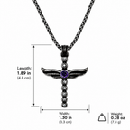 Angel Wing Amethyst Cross Pendant Necklace - Gothic Streetwear