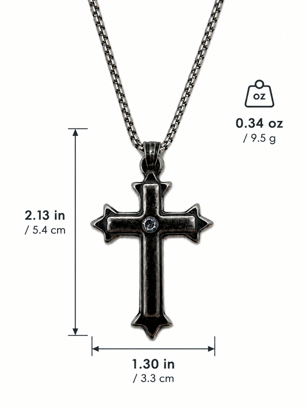 Diamond Thorn Gothic Cross Pendant Necklace - Premium Mens Jewelry