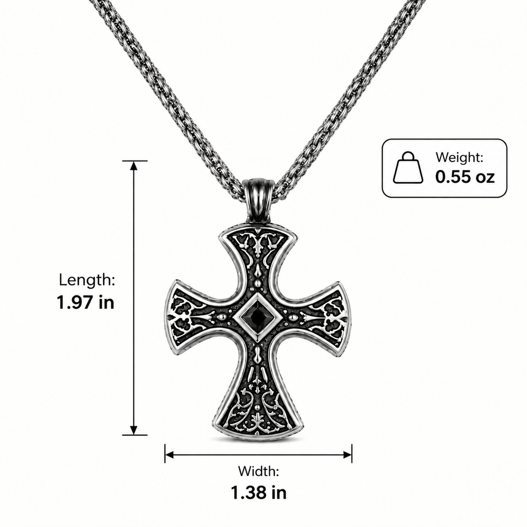 Gothic Vintage Filigree Cross Pendant Necklace - Men's Streetwear