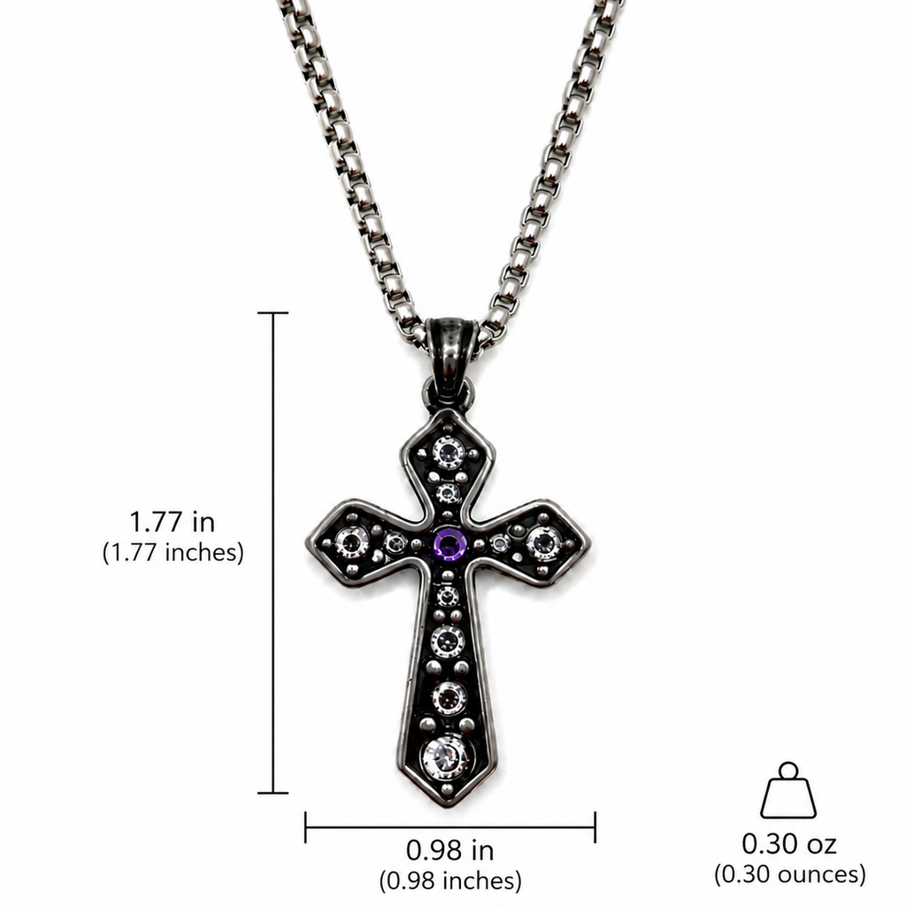 Multi-Diamond Wide Arm Vintage Cross Pendant - Men's Gothic Jewelry