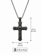 Gothic Demon Rose Vintage Cross Pendant - Men's Titanium Necklace