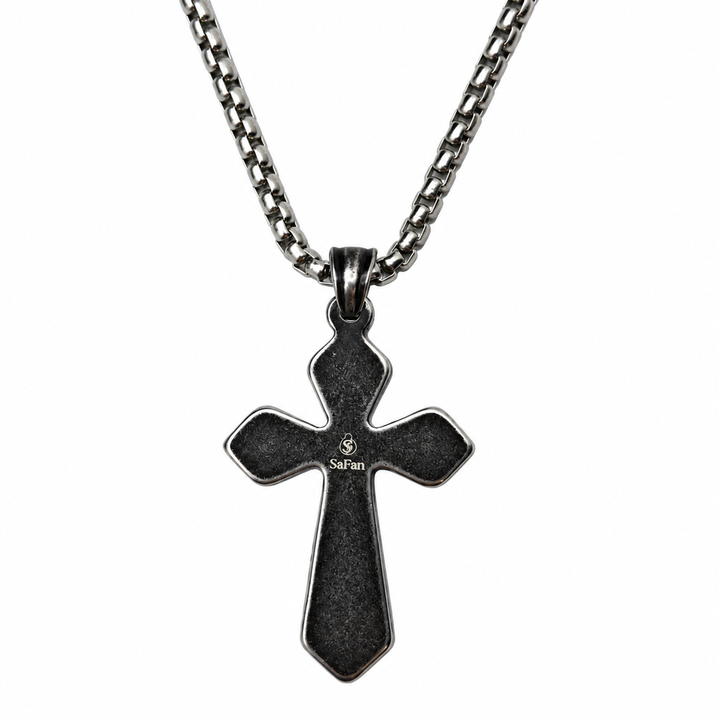 Multi-Diamond Wide Arm Vintage Cross Pendant - Men's Gothic Jewelry