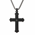 Gothic Demon Rose Vintage Cross Pendant - Men's Titanium Necklace