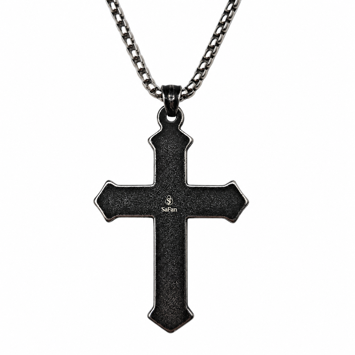 Gothic Demon Rose Vintage Cross Pendant - Men's Titanium Necklace