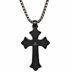 Diamond Center Vintage Cross Pendant Necklace - Gothic Streetwear