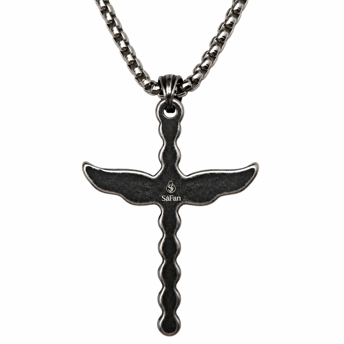 Angel Wing Amethyst Cross Pendant Necklace - Gothic Streetwear