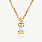 18K Gold Plated Men's Gemstone Pendant Necklace
