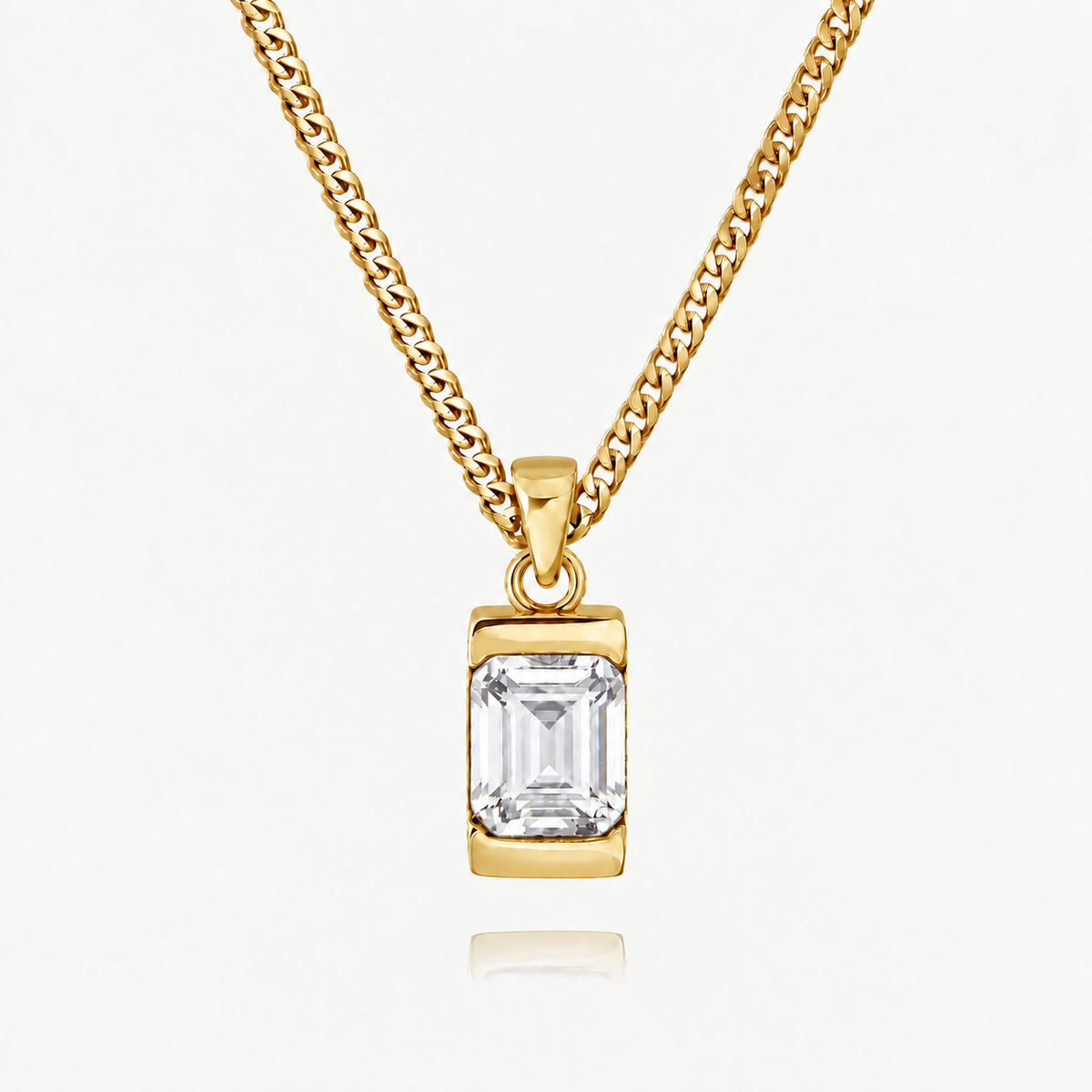 18K Gold Plated Men's Gemstone Pendant Necklace