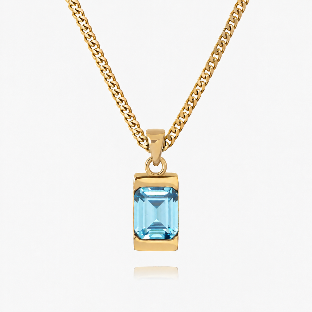 18K Gold Plated Men's Gemstone Pendant Necklace