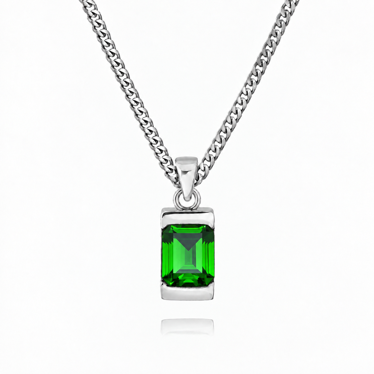 18K Gold Plated Men's Gemstone Pendant Necklace